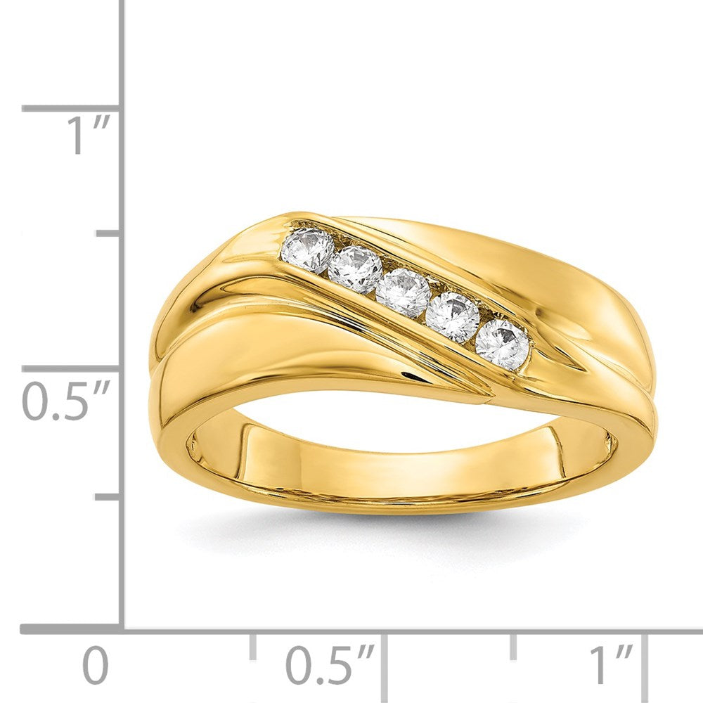 14K Yellow Gold Real Diamond Mens Ring