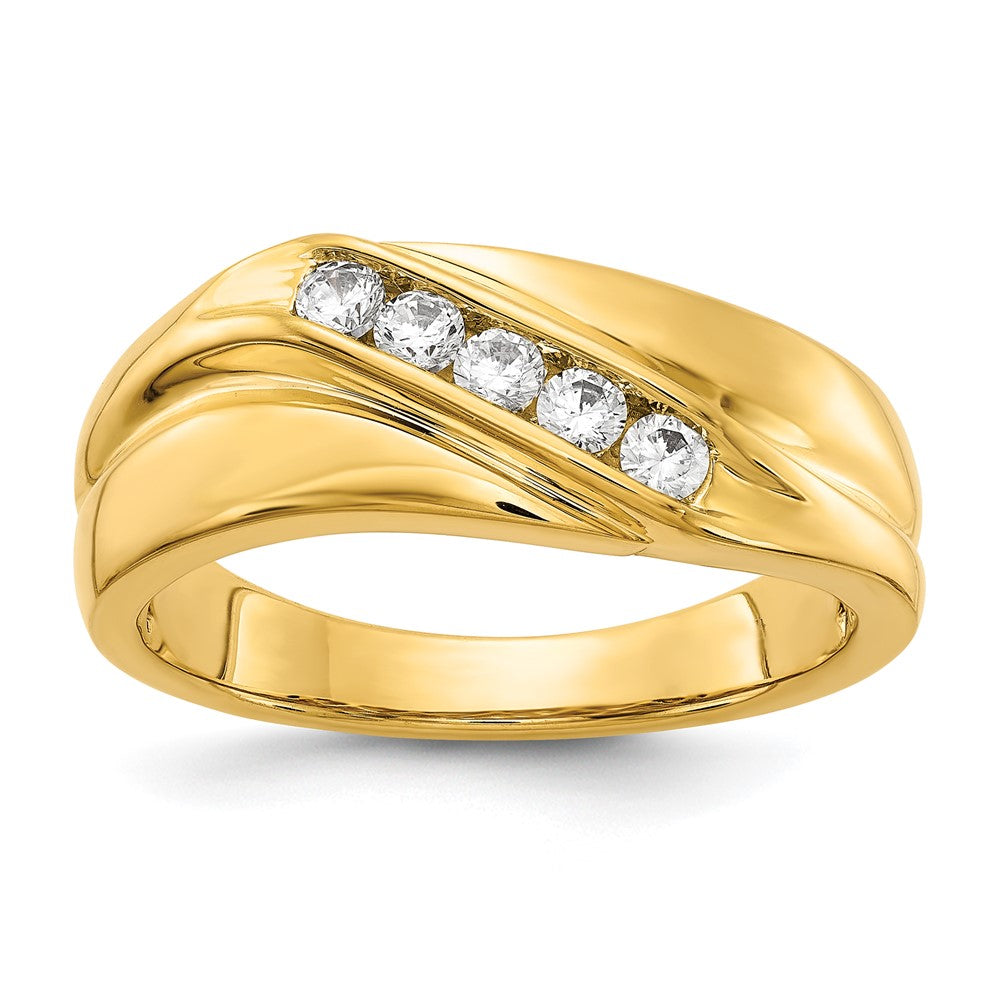 14K Yellow Gold Real Diamond Mens Ring