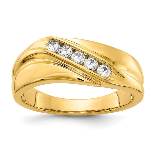 14K Yellow Gold Real Diamond Mens Ring