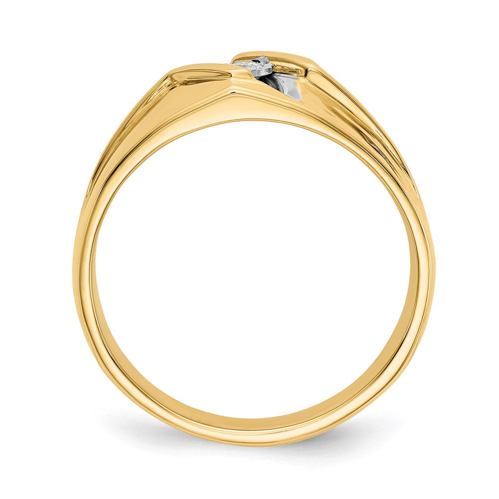 14k Yellow Gold and Rhodium Real Diamond Mens Ring