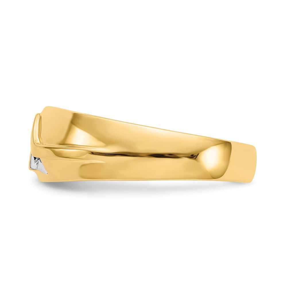 14k Yellow Gold and Rhodium Real Diamond Mens Ring