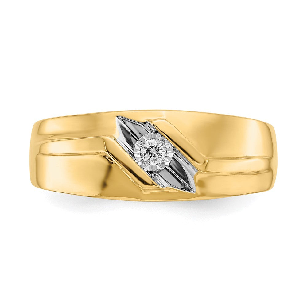 14k Yellow Gold and Rhodium Real Diamond Mens Ring