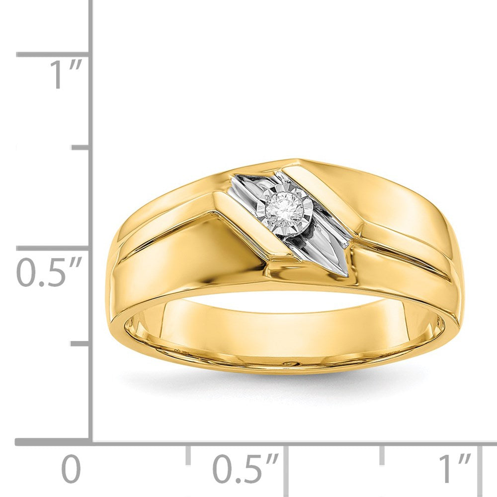 14k Yellow Gold and Rhodium Real Diamond Mens Ring