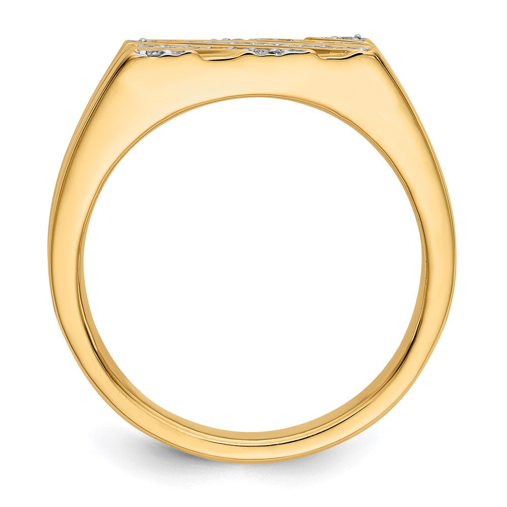 14K Yellow Gold Real Diamond Mens Ring