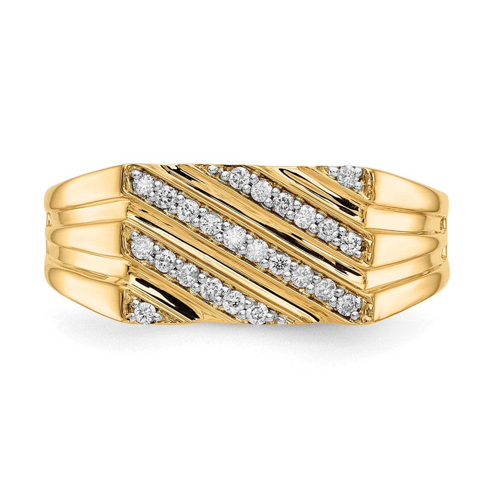 14K Yellow Gold Real Diamond Mens Ring