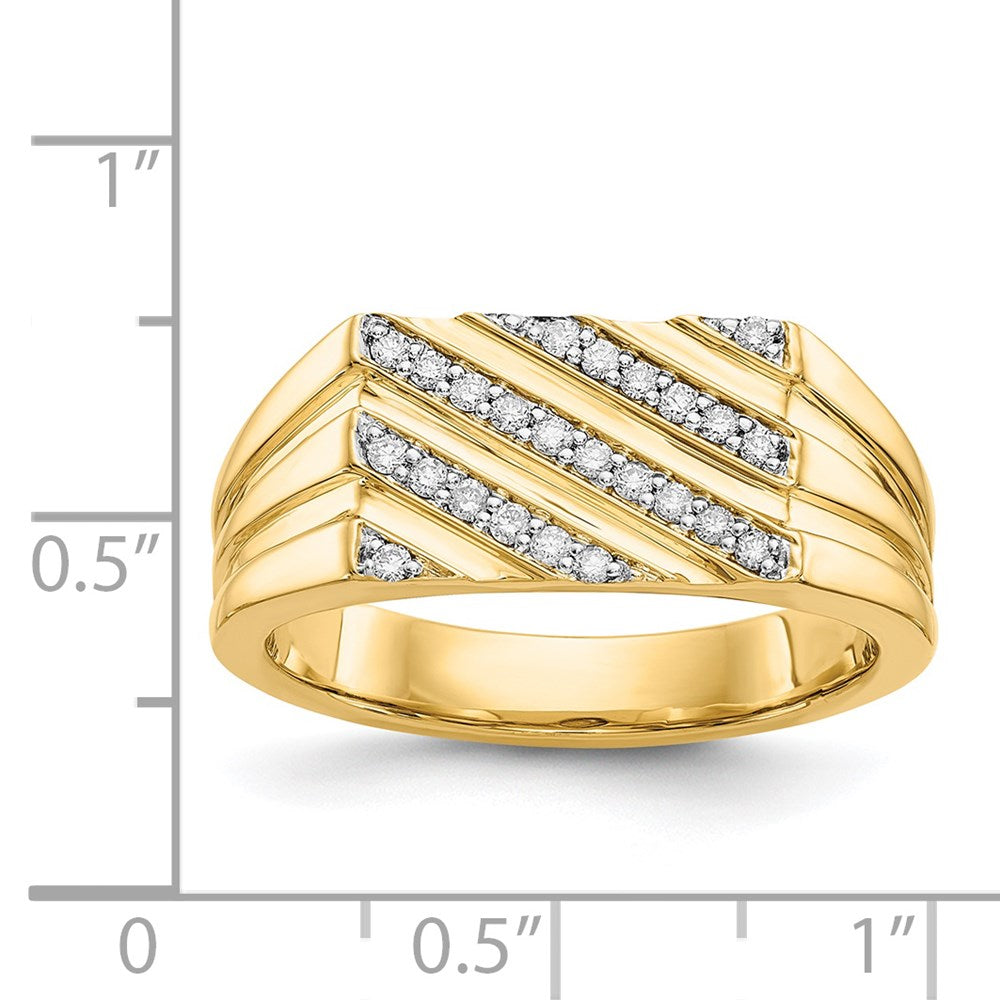 14K Yellow Gold Real Diamond Mens Ring