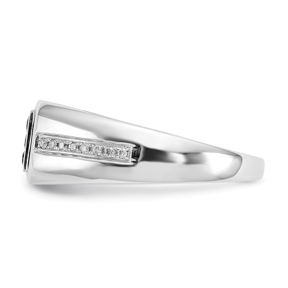 14k White Gold and Black Real Diamond Square Mens Ring