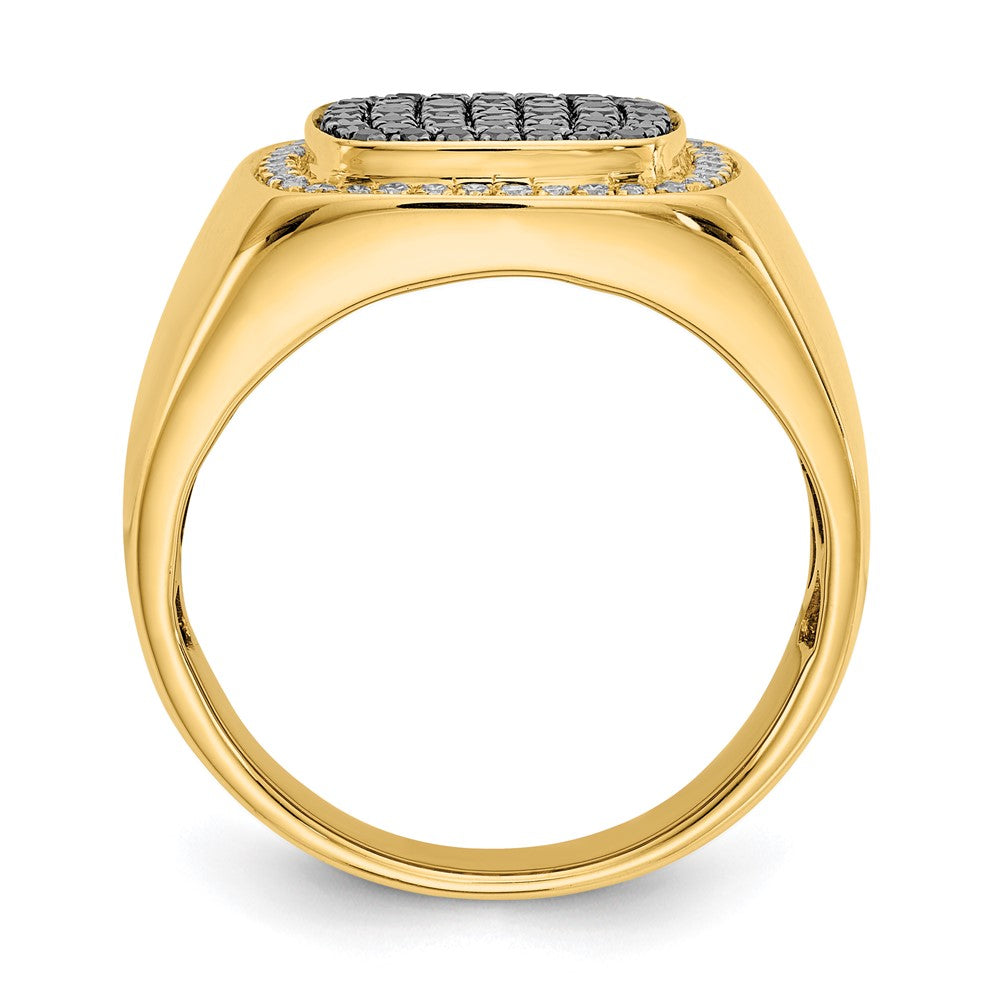 14K Yellow Gold Black and White Real Diamond Mens Ring