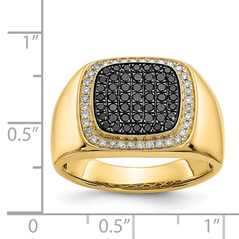 14K Yellow Gold Black and White Real Diamond Mens Ring