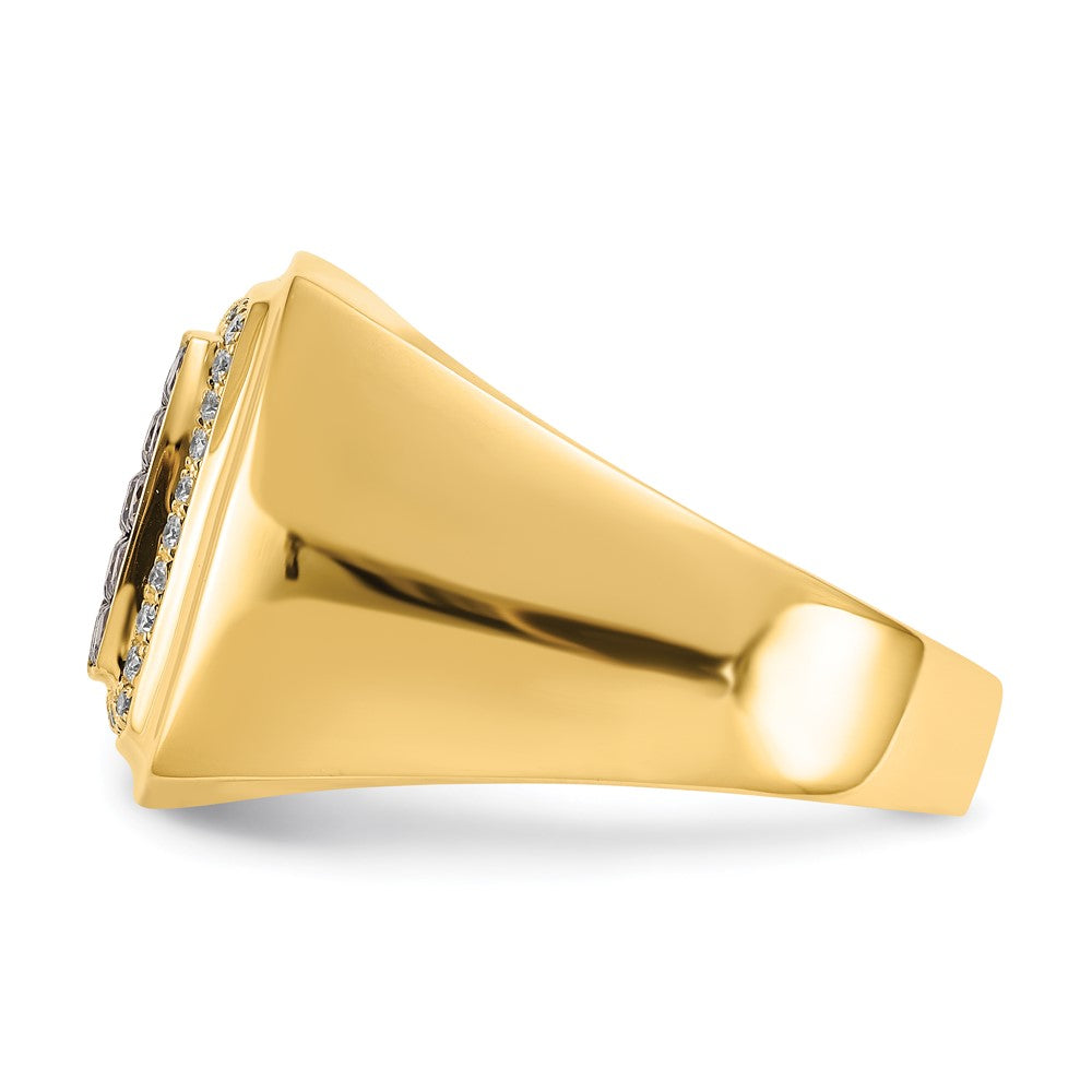 14K Yellow Gold Champagne and White Real Diamond Mens Ring