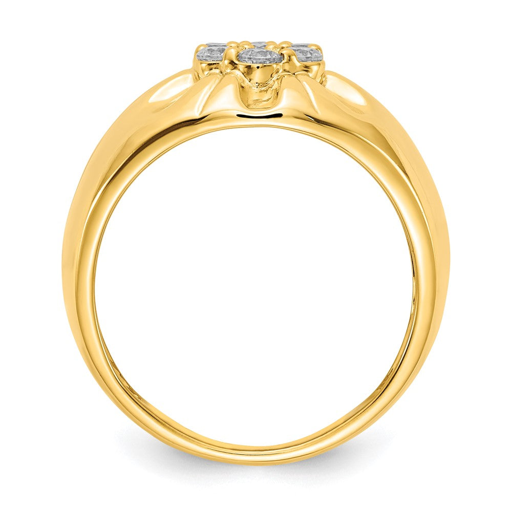 14K Yellow Gold Real Diamond Mens Ring