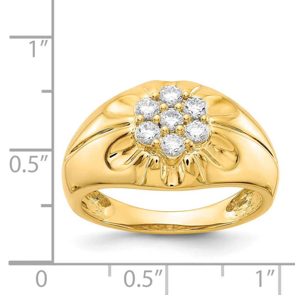 14K Yellow Gold Real Diamond Mens Ring