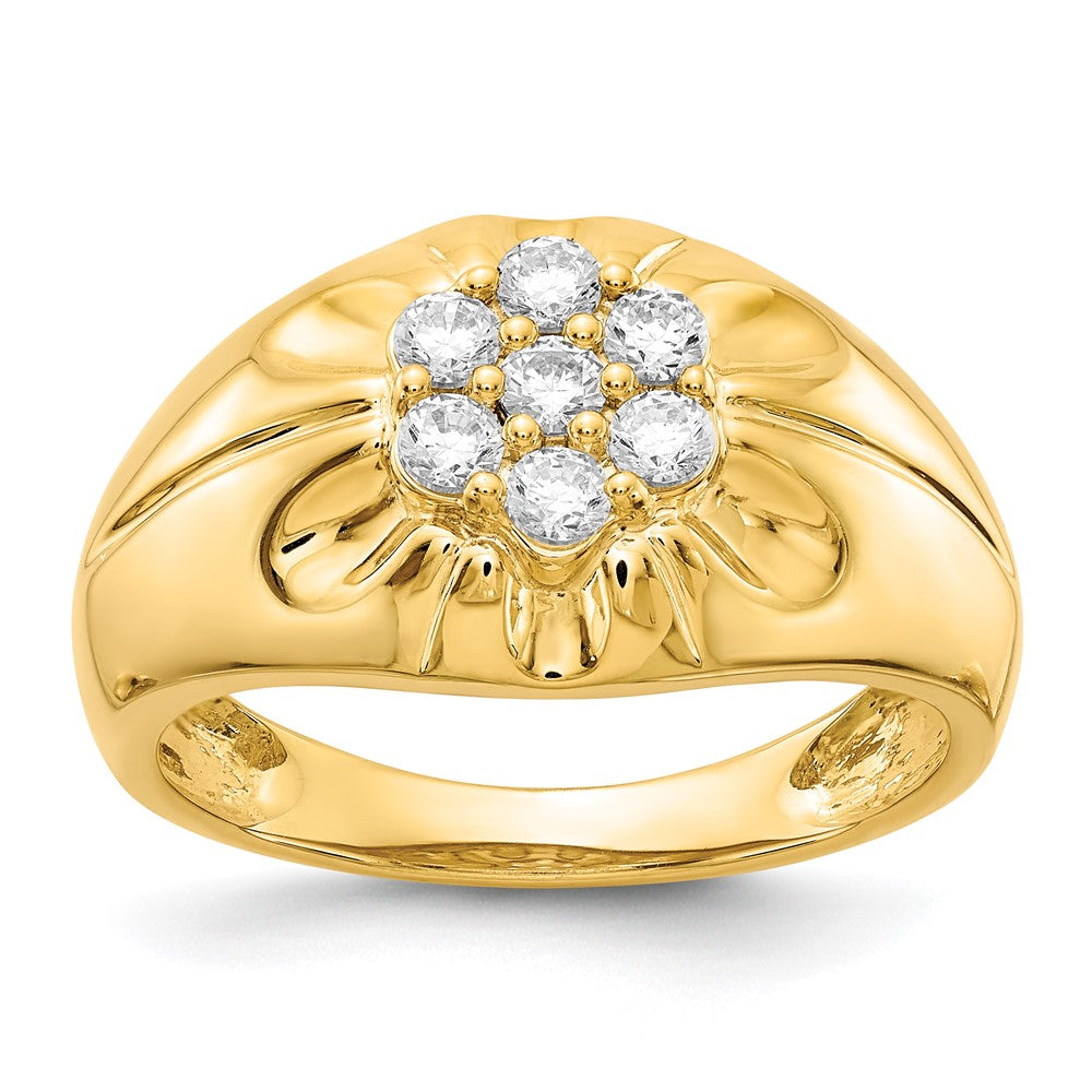 14K Yellow Gold Real Diamond Mens Ring