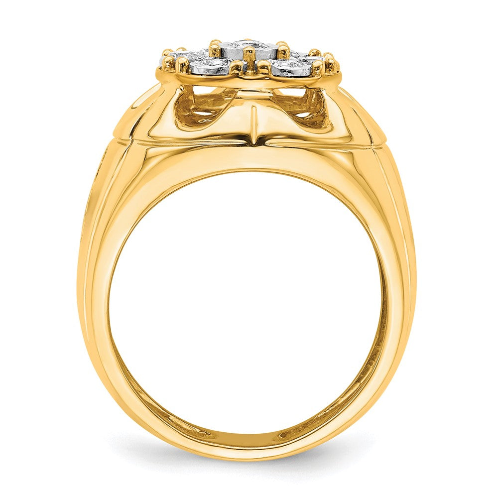 14K Yellow Gold Real Diamond Mens Ring