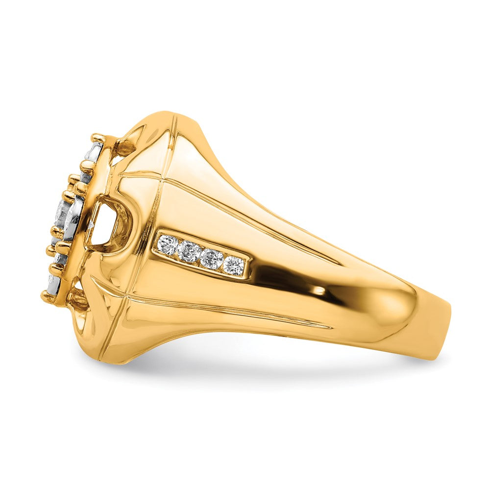 14K Yellow Gold Real Diamond Mens Ring