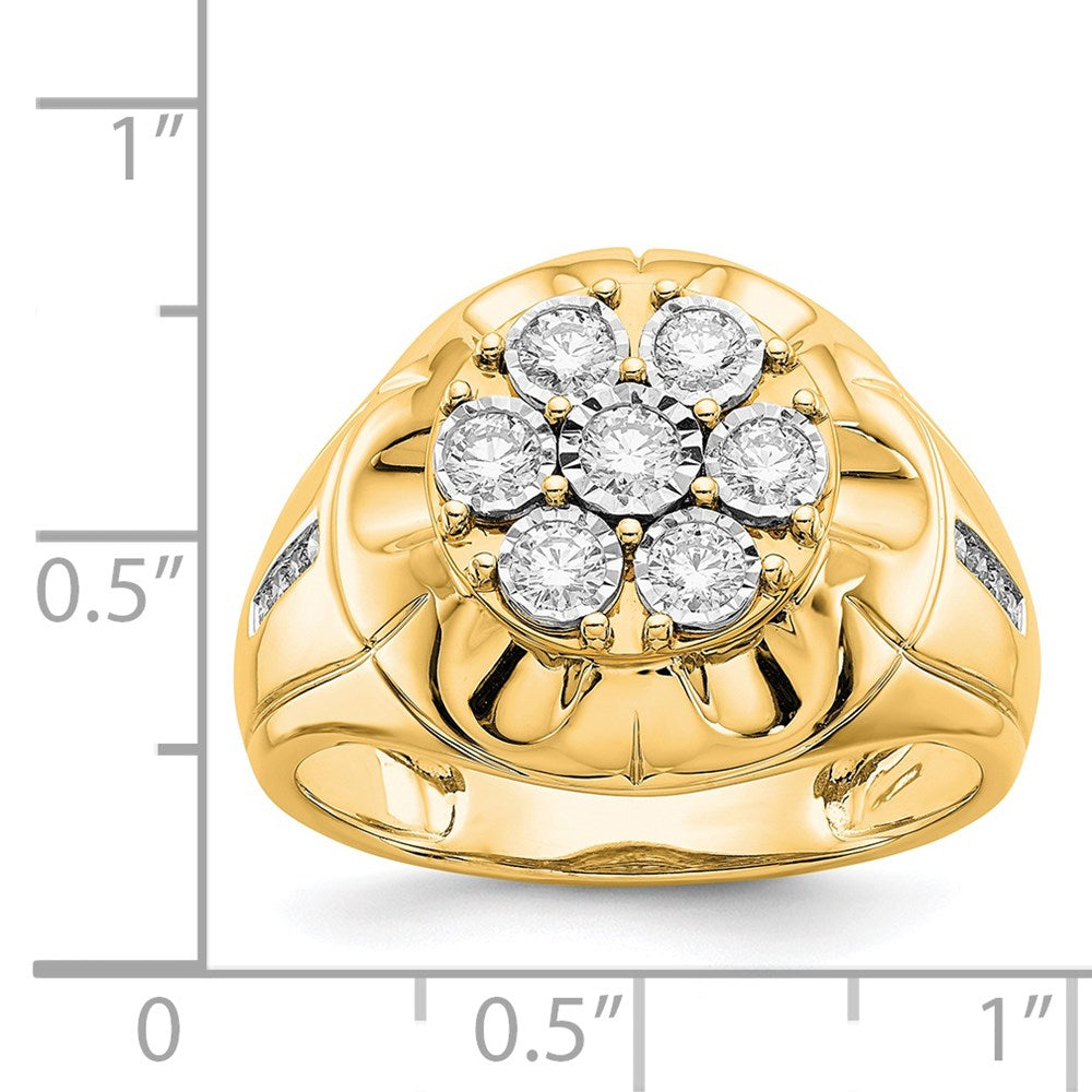 14K Yellow Gold Real Diamond Mens Ring