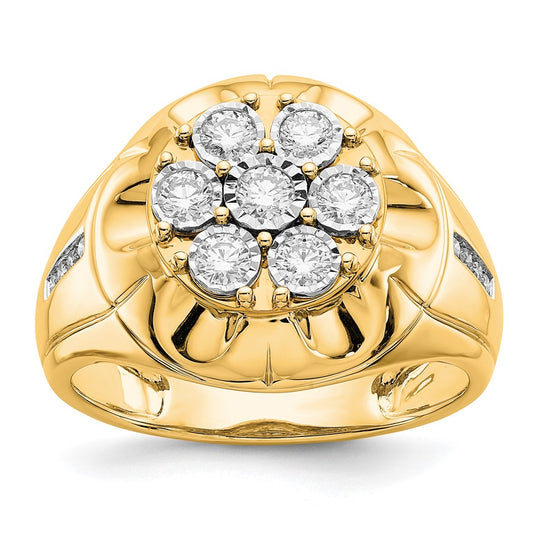 14K Yellow Gold Real Diamond Mens Ring