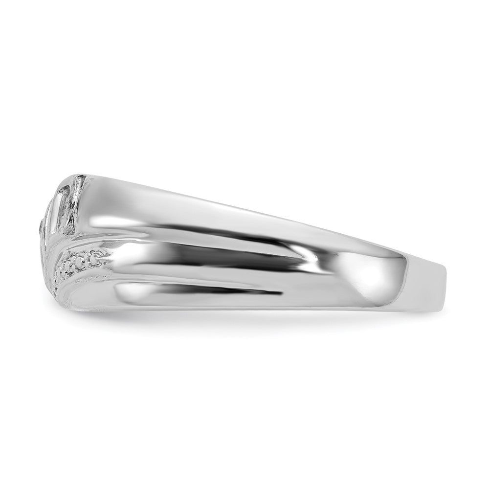 14k White Gold AA Real Diamond Men's Dad Ring