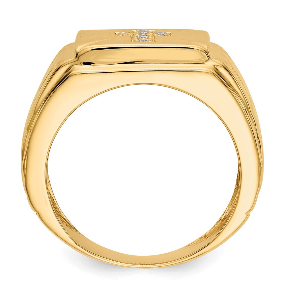 14K Yellow Gold AA Real Diamond men's ring