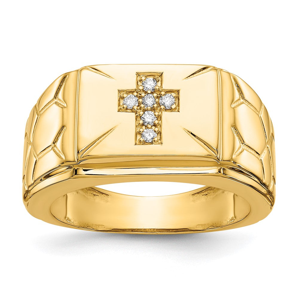 14K Yellow Gold AA Real Diamond men's ring