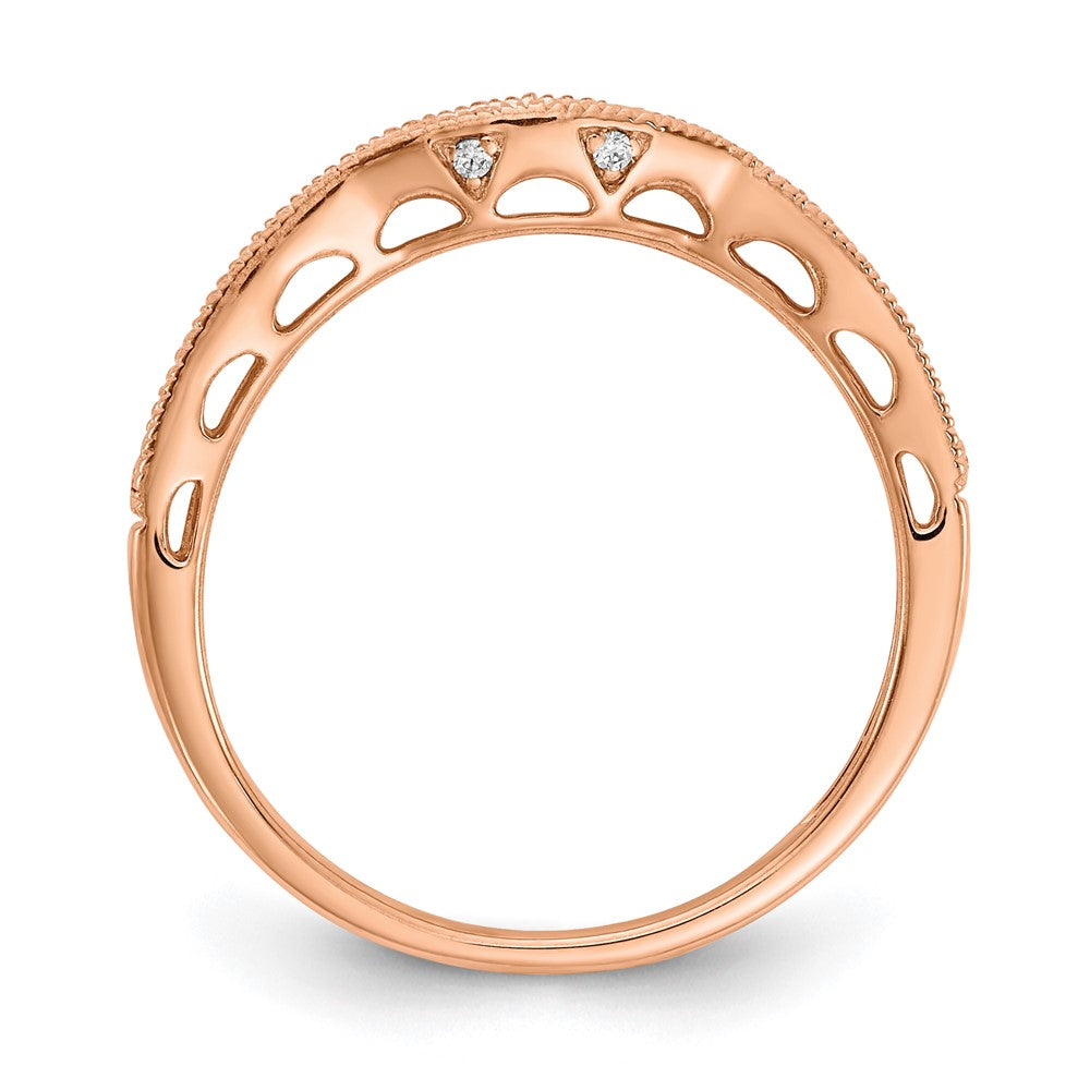 14k Rose Gold Real Diamond Contoured Wedding Band