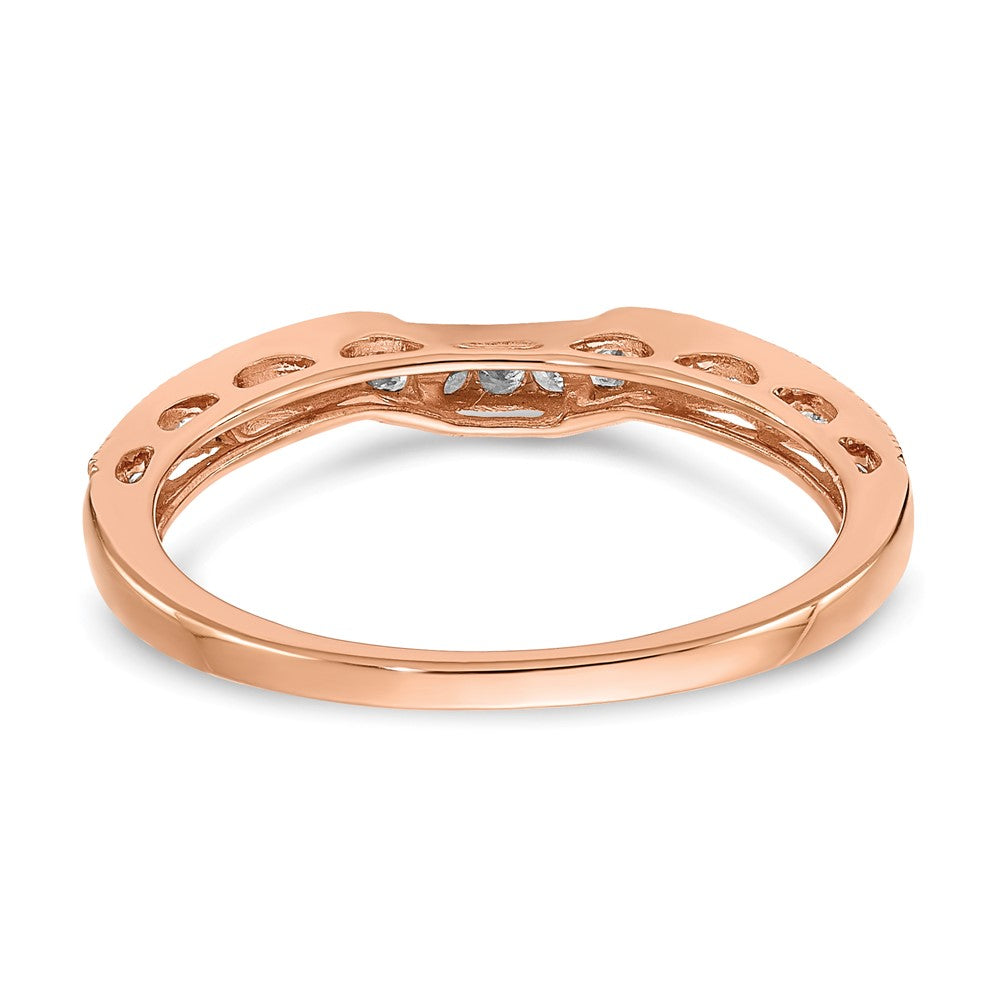 14k Rose Gold Real Diamond Contoured Wedding Band