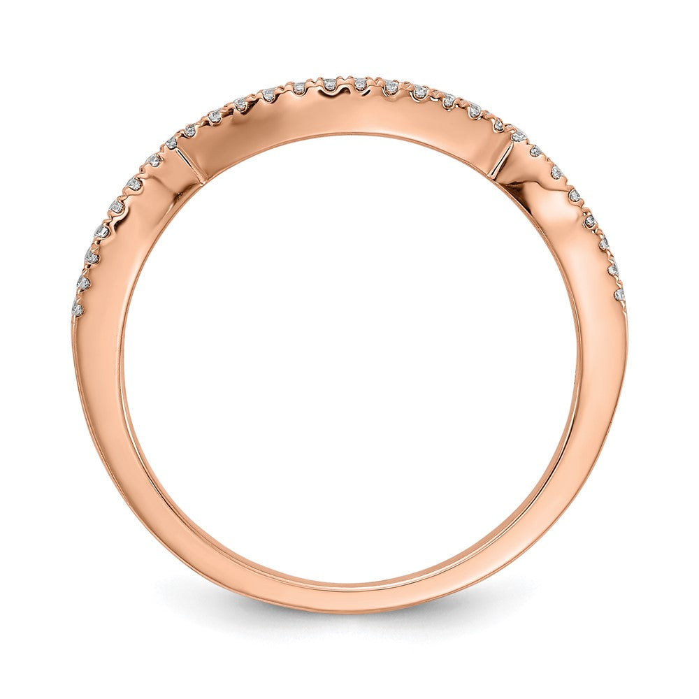 0.12ct. CZ Solid Real 14k Rose Gold Contoured Wedding Wedding Band Ring