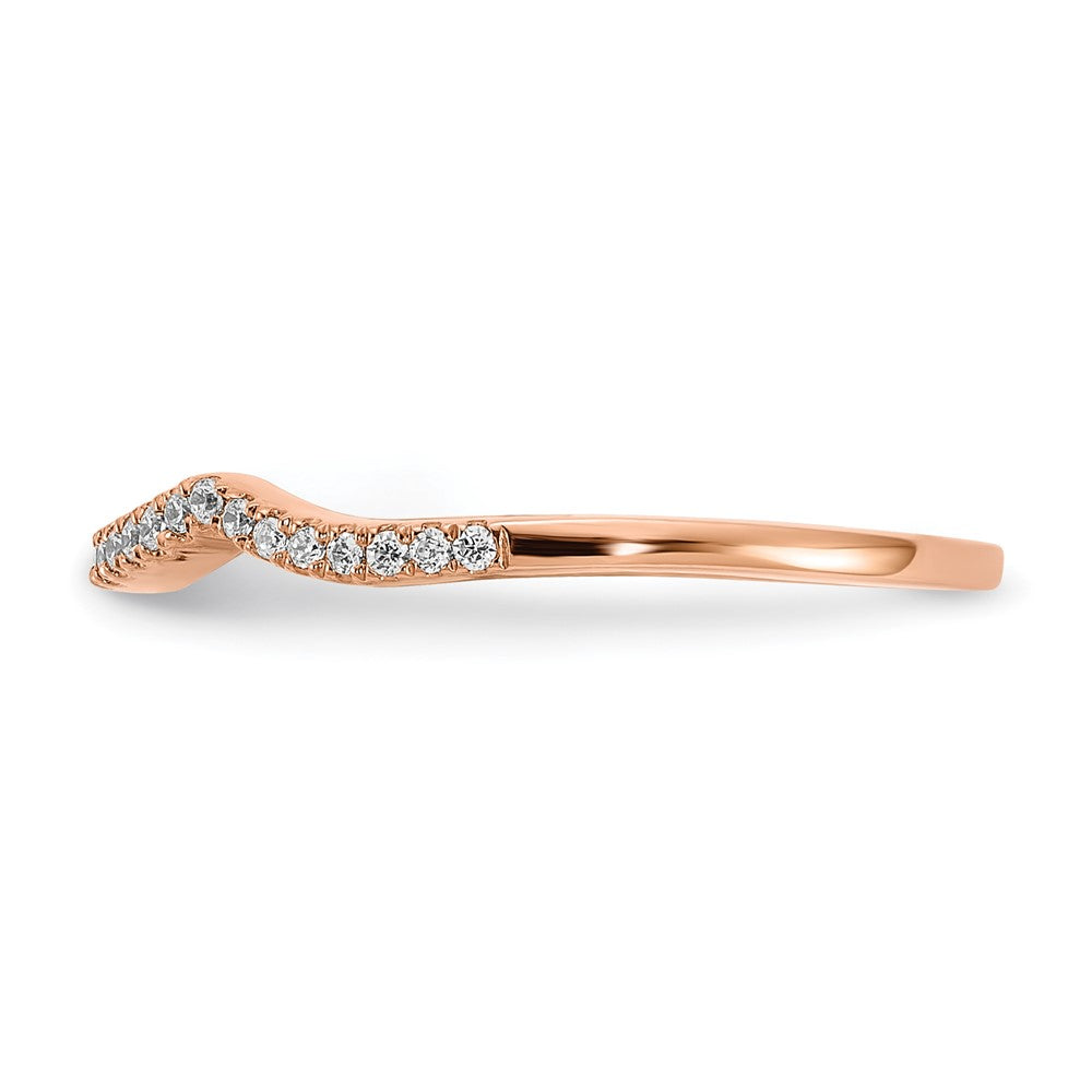 14k Rose Gold Real Diamond Contoured Wedding Band