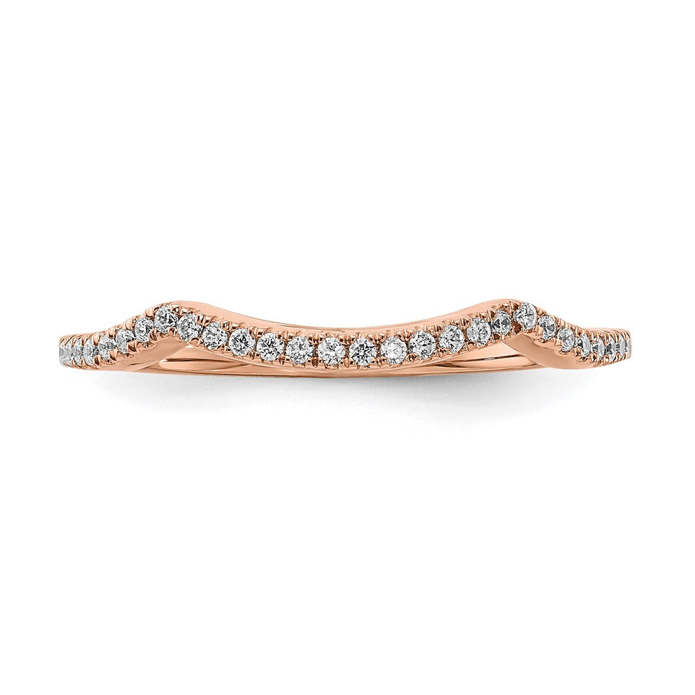 14k Rose Gold Real Diamond Contoured Wedding Band