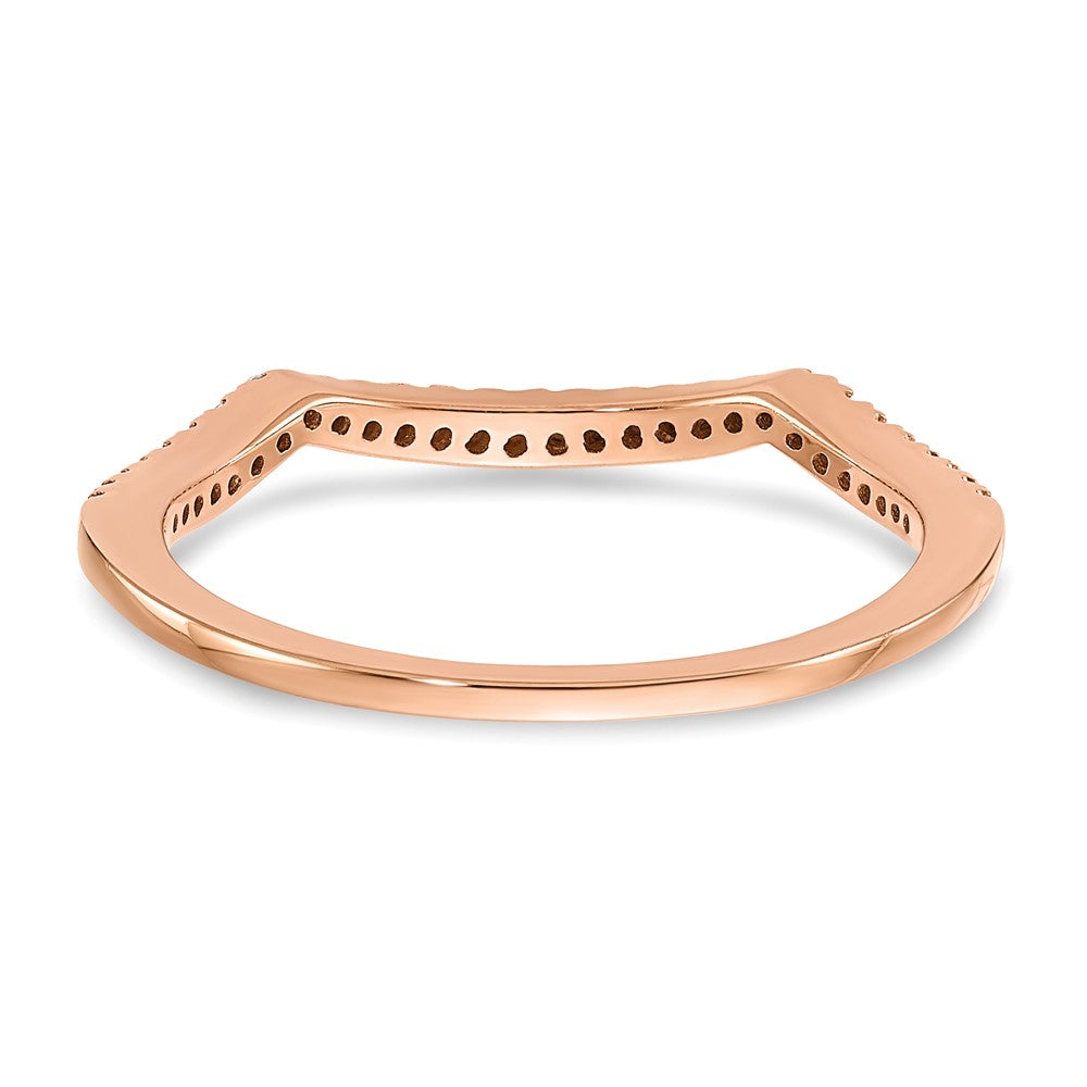 14k Rose Gold Real Diamond Contoured Wedding Band