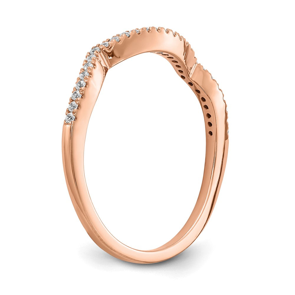 14k Rose Gold Real Diamond Contoured Wedding Band