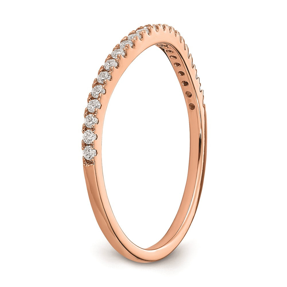 14k Rose Gold Real Diamond Contoured Wedding Band