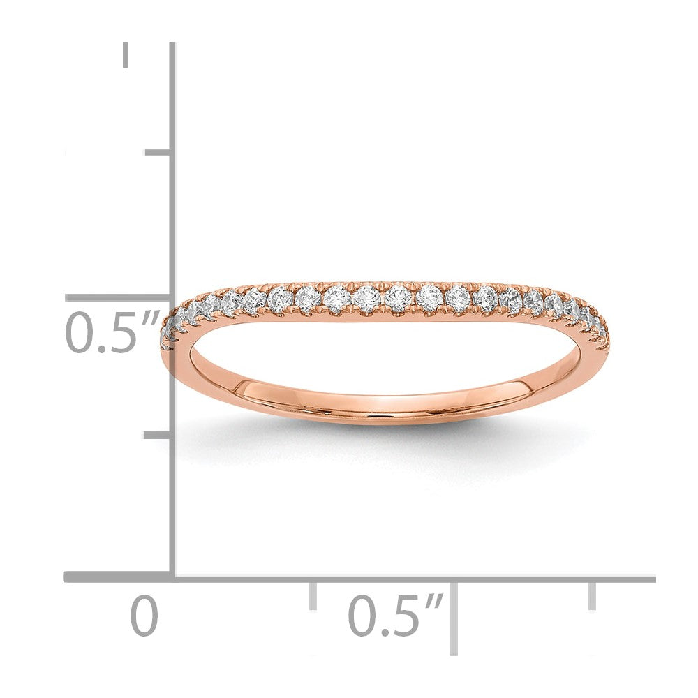 0.16ct. CZ Solid Real 14k Rose Gold Contoured Wedding Wedding Band Ring