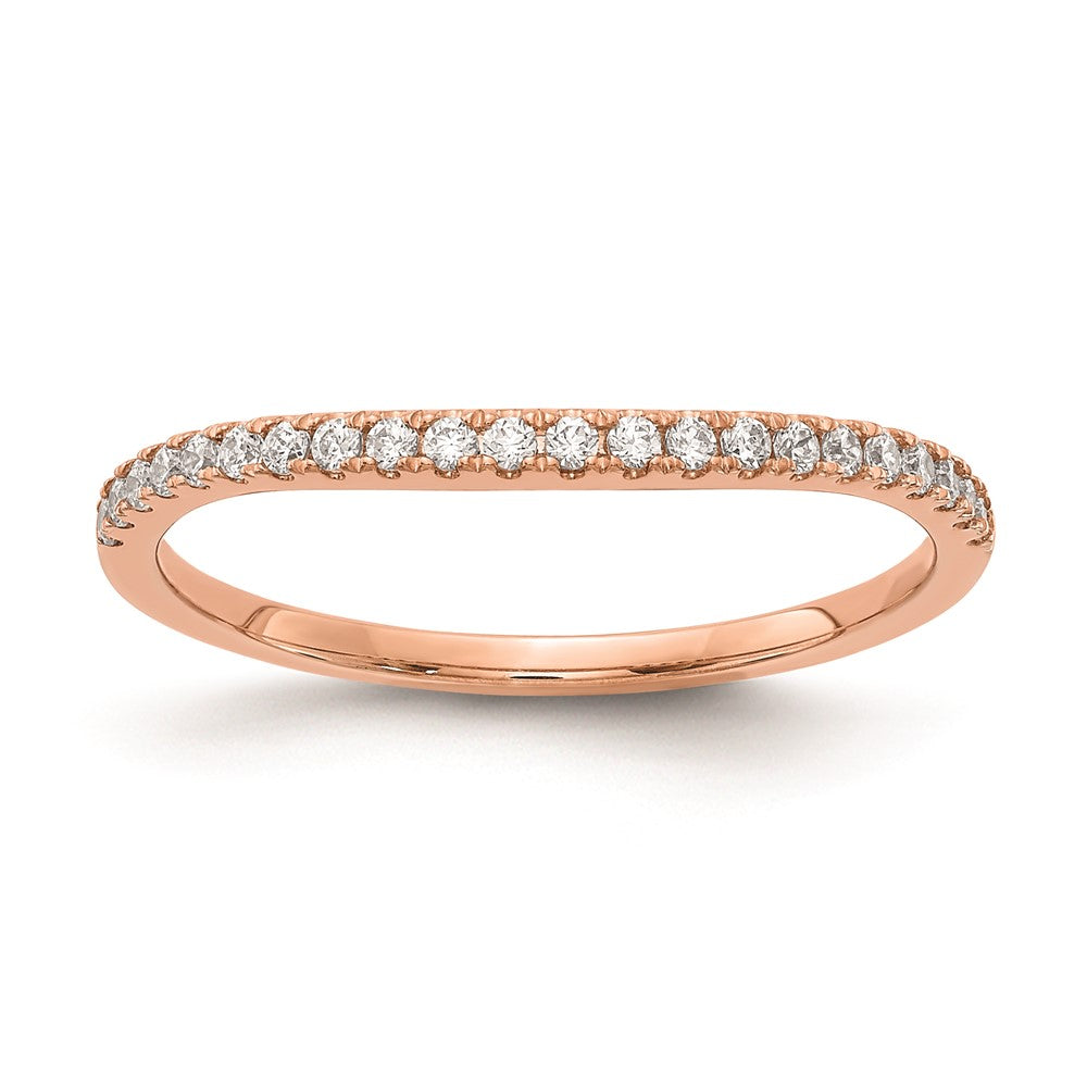 14k Rose Gold Real Diamond Contoured Wedding Band