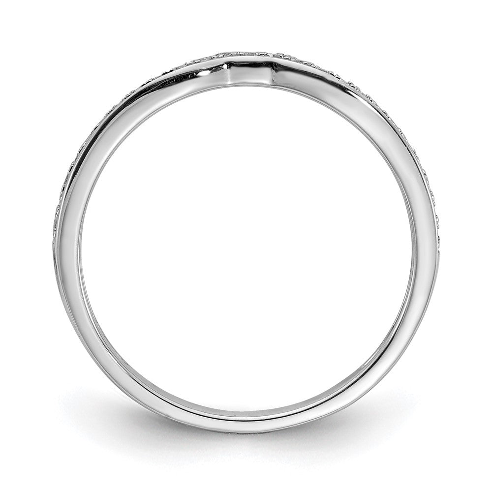 14k White Gold Real Diamond Contoured Wedding Band