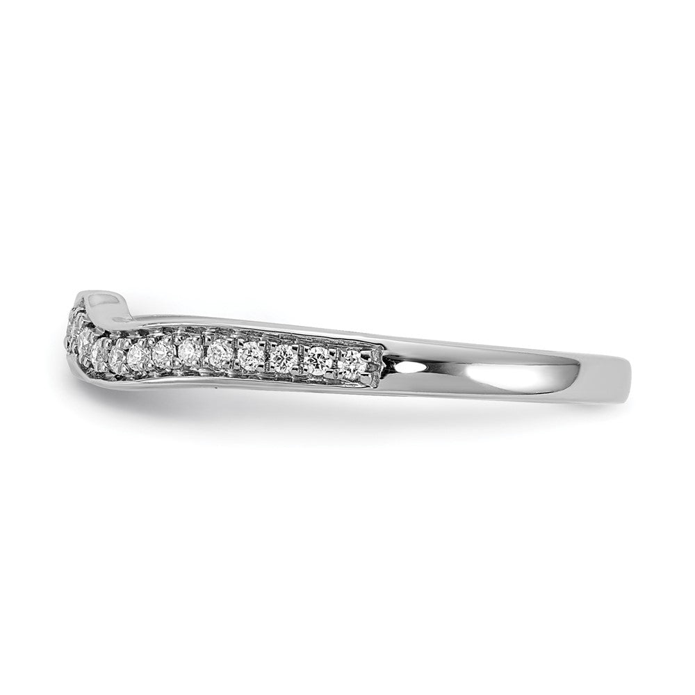 14k White Gold Real Diamond Contoured Wedding Band