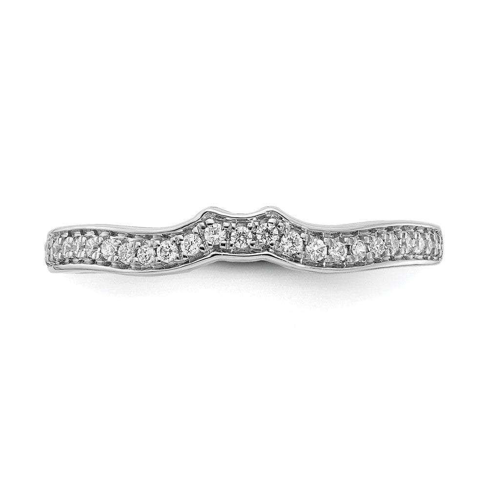 14k White Gold Real Diamond Contoured Wedding Band