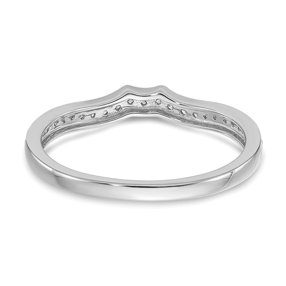 14k White Gold Real Diamond Contoured Wedding Band