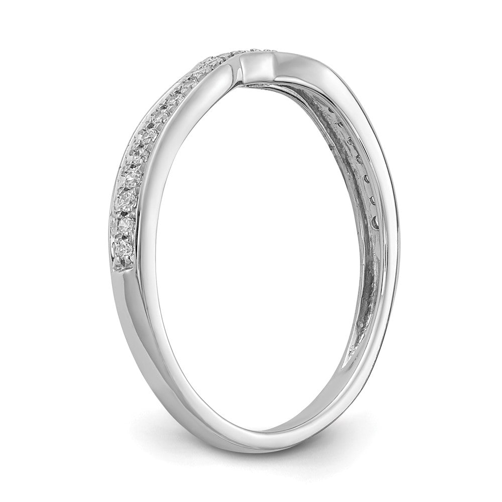 14k White Gold Real Diamond Contoured Wedding Band