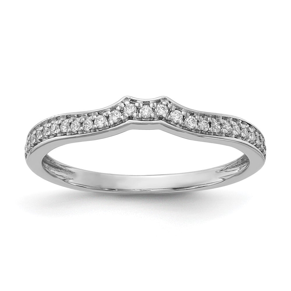 14k White Gold Real Diamond Contoured Wedding Band