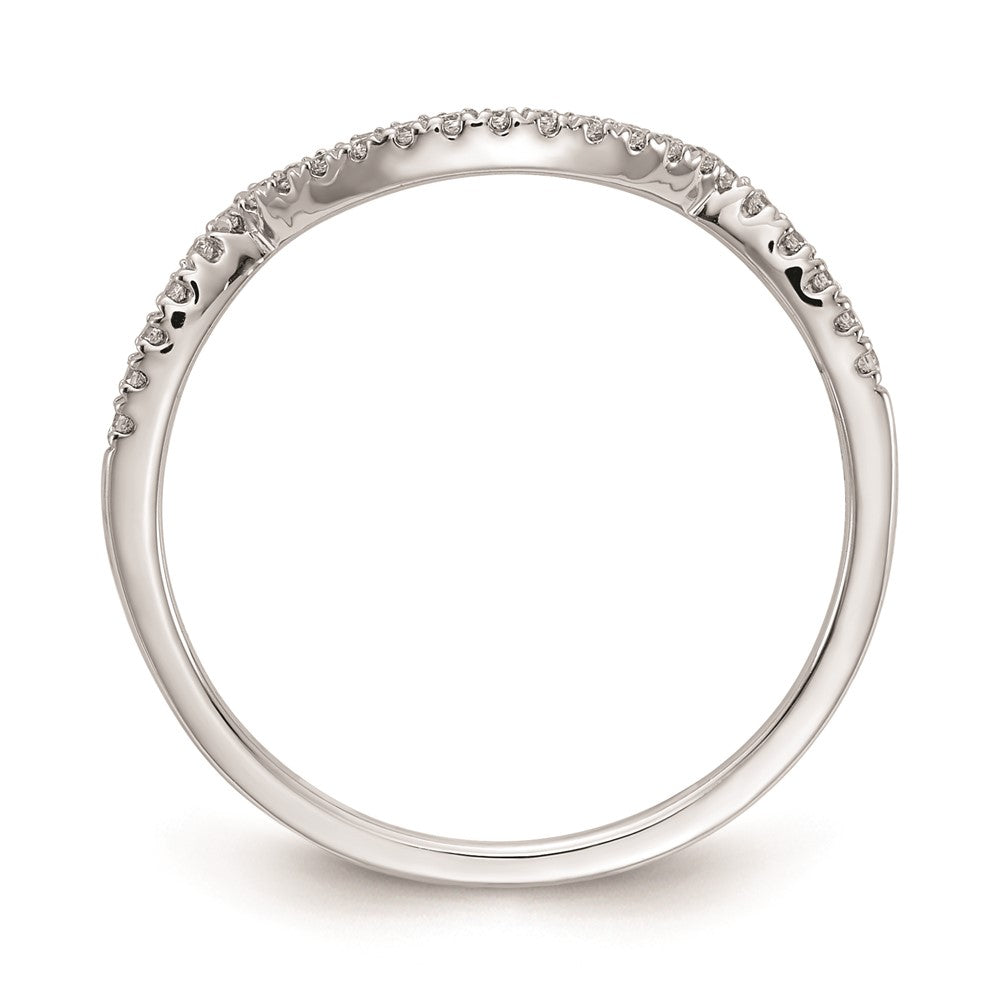 14k White Gold Real Diamond Contoured Wedding Band