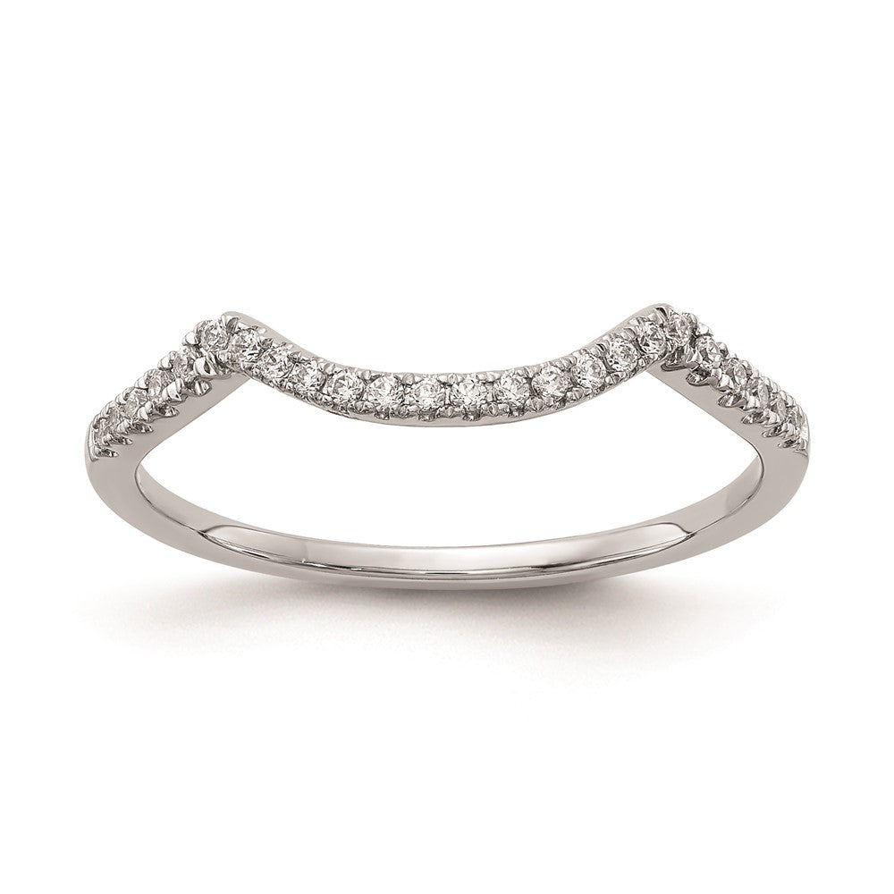 14k White Gold Real Diamond Contoured Wedding Band