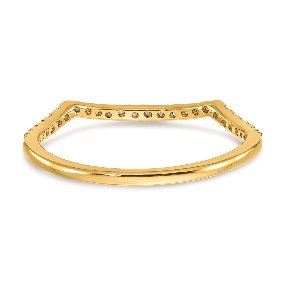 14K Yellow Gold Real Diamond Contoured Wedding Band