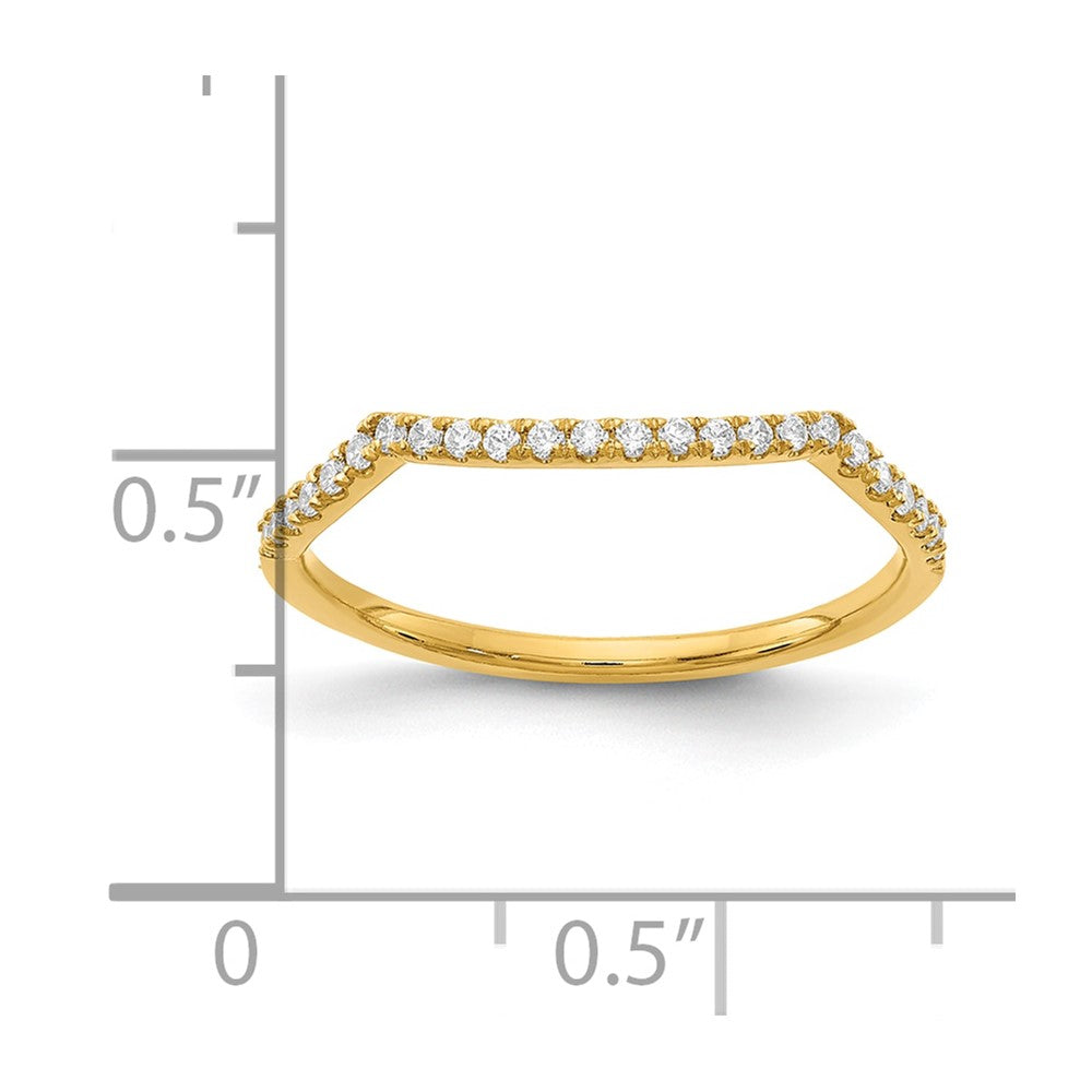 14K Yellow Gold Real Diamond Contoured Wedding Band