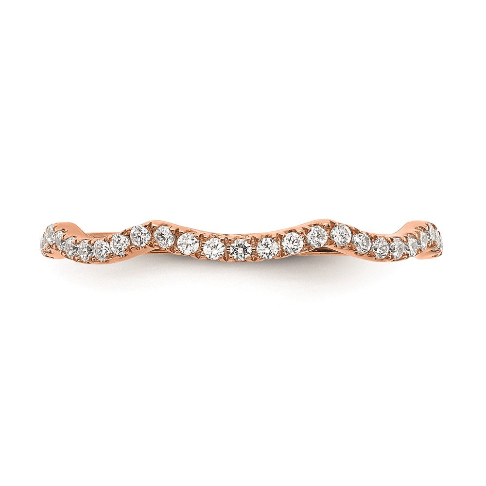 14k Rose Gold Real Diamond Contoured Wedding Band