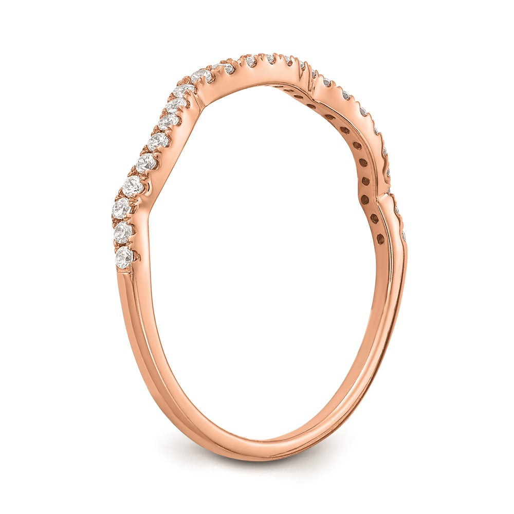 14k Rose Gold Real Diamond Contoured Wedding Band