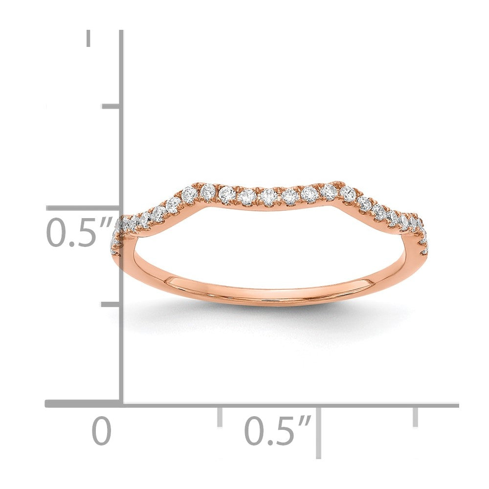 14k Rose Gold Real Diamond Contoured Wedding Band