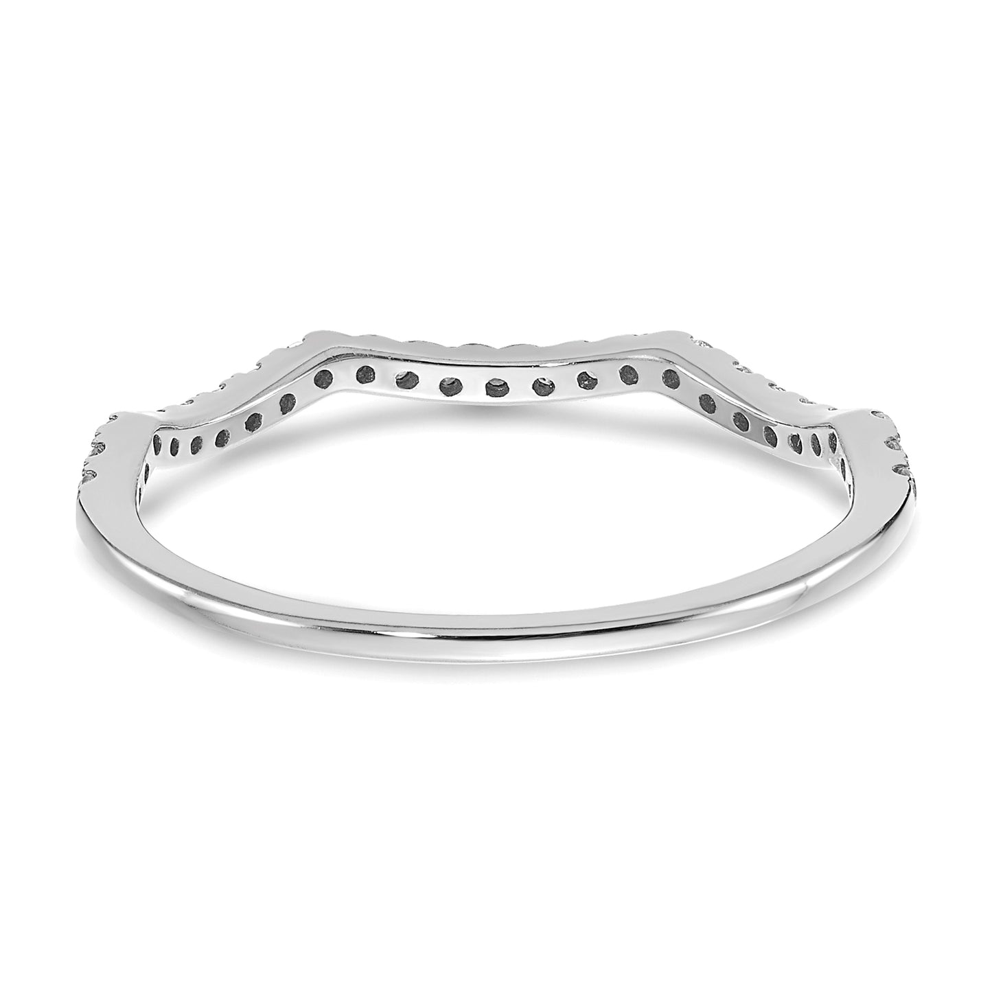 0.15ct. CZ Solid Real 14k White Gold Contoured Wedding Wedding Band Ring