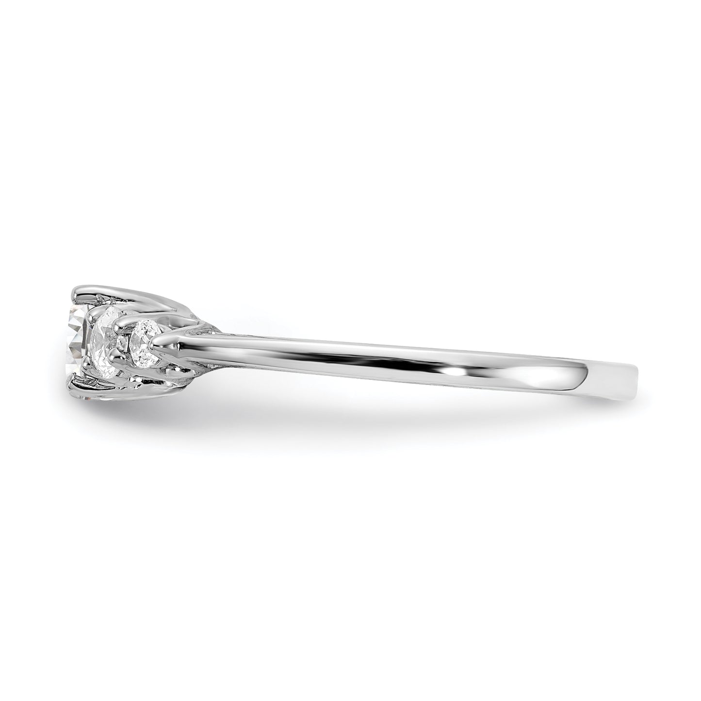 0.45ct. CZ Solid Real 14k White Gold 3-Stone Plus Engagement Ring