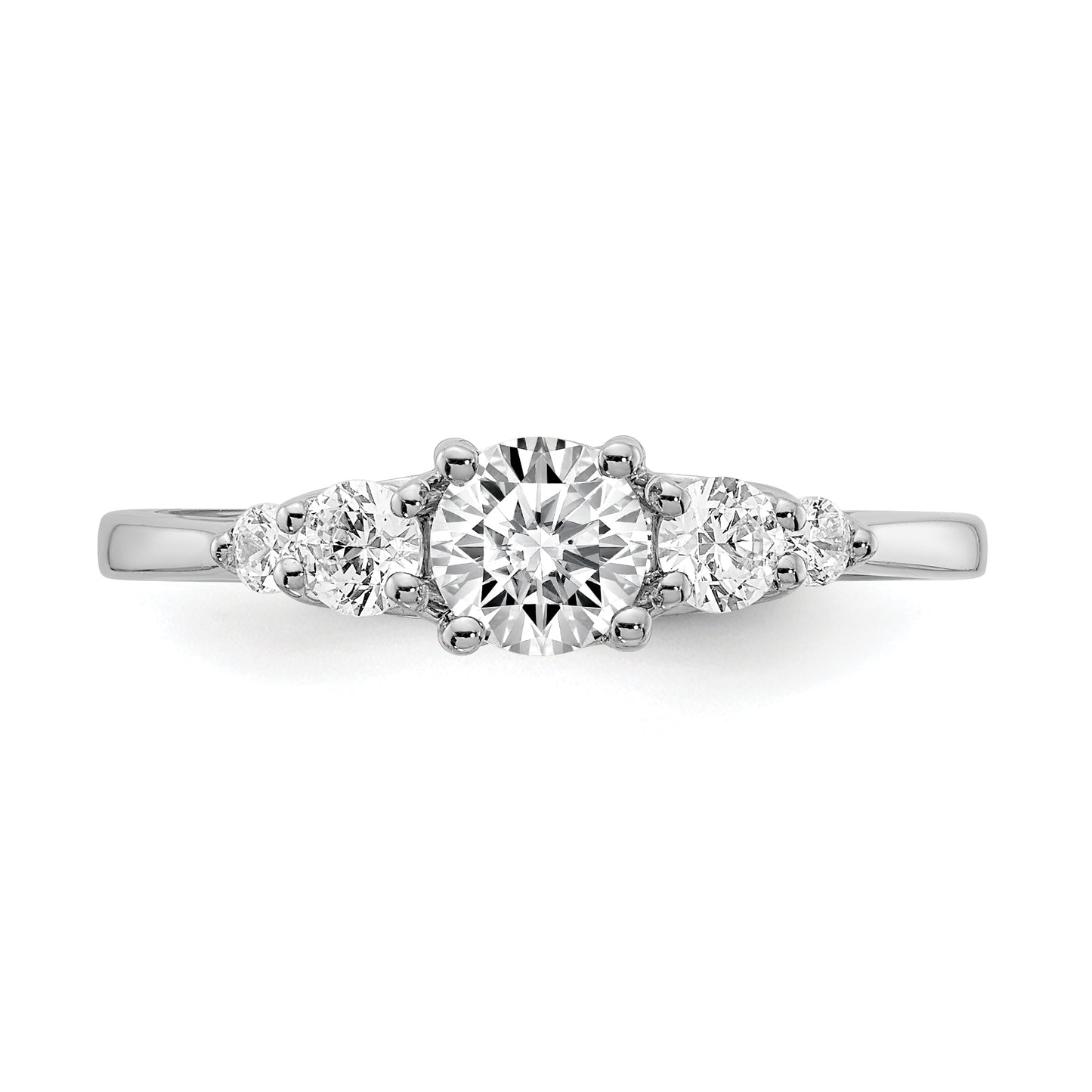 0.45ct. CZ Solid Real 14k White Gold 3-Stone Plus Engagement Ring